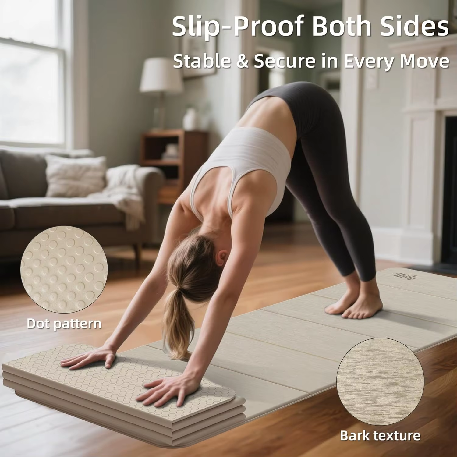 Extra Thick Yoga Mat, 69X24 Inch Non-Slip Exercise Mat for Home Gym, Foldable for Travel Camping