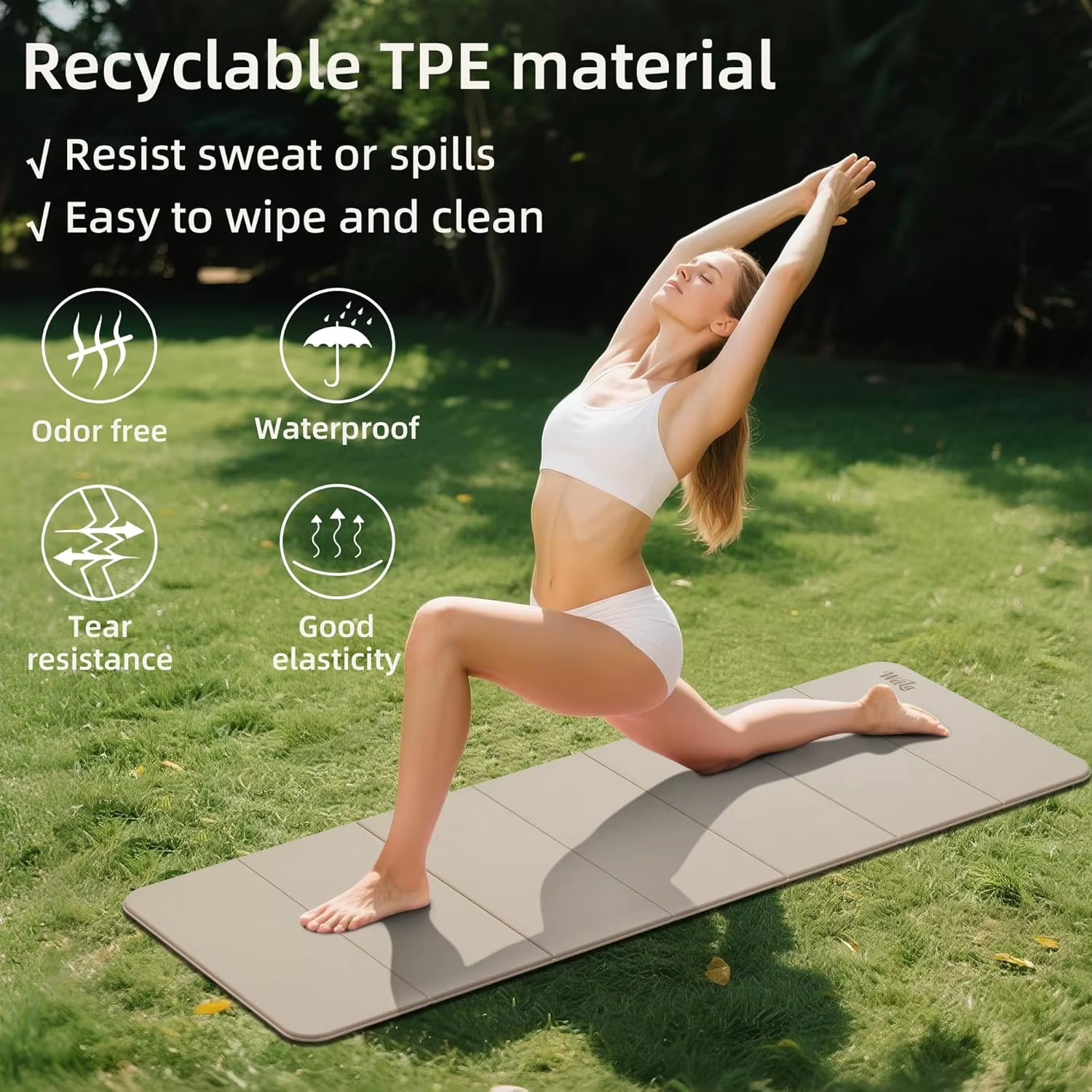 Extra Thick Yoga Mat, 69X24 Inch Non-Slip Exercise Mat for Home Gym, Foldable for Travel Camping