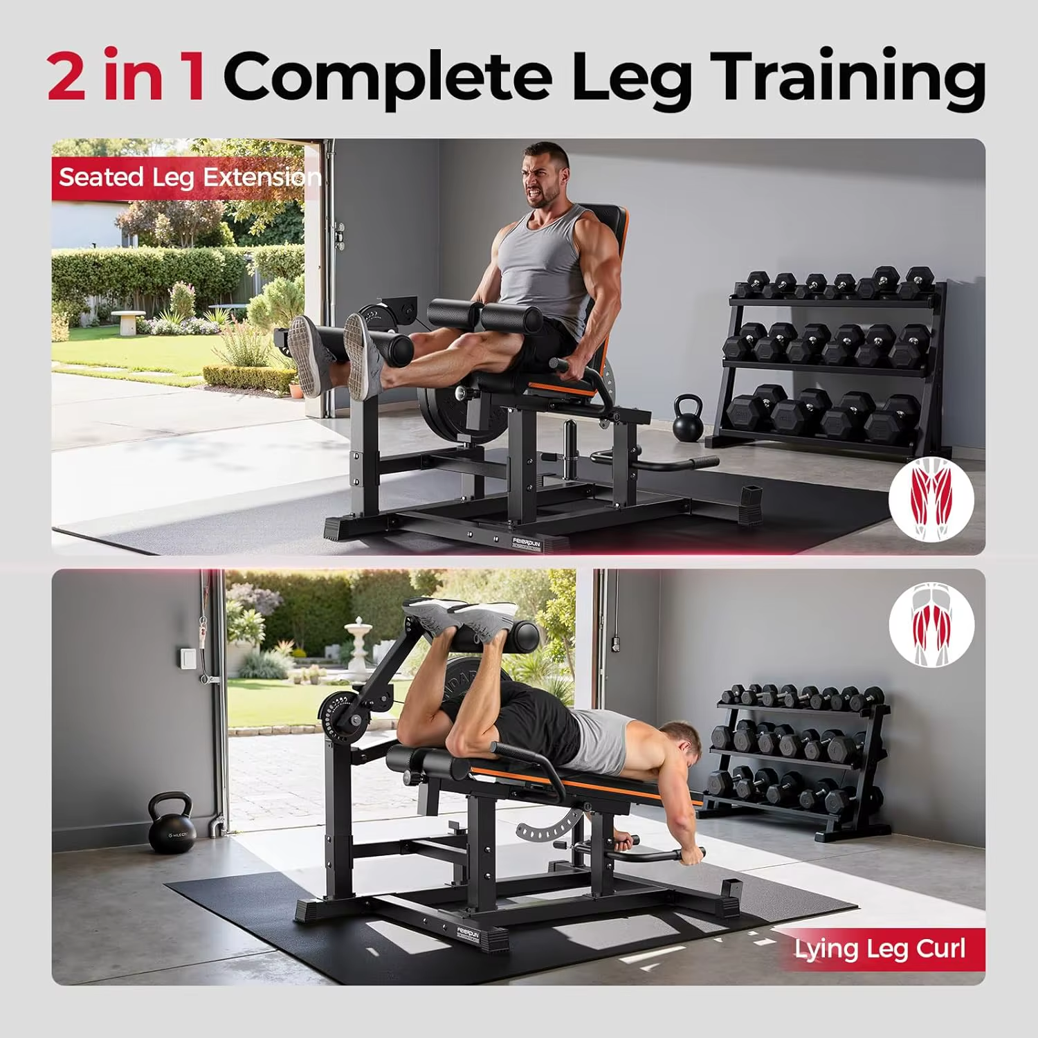 FEIERDUN Leg Extension and Curl Machine, Adjustable Leg Curl Machine, Seated Leg Extension Machine,Home Gym Leg Machine