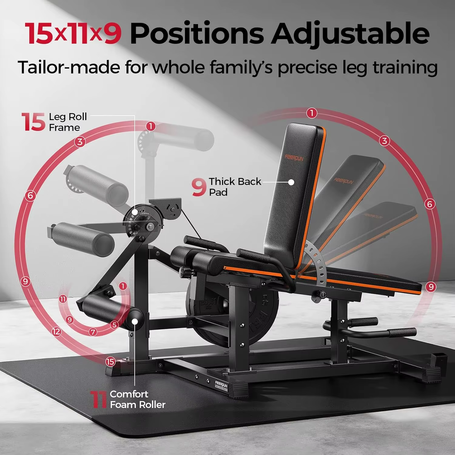 FEIERDUN Leg Extension and Curl Machine, Adjustable Leg Curl Machine, Seated Leg Extension Machine,Home Gym Leg Machine