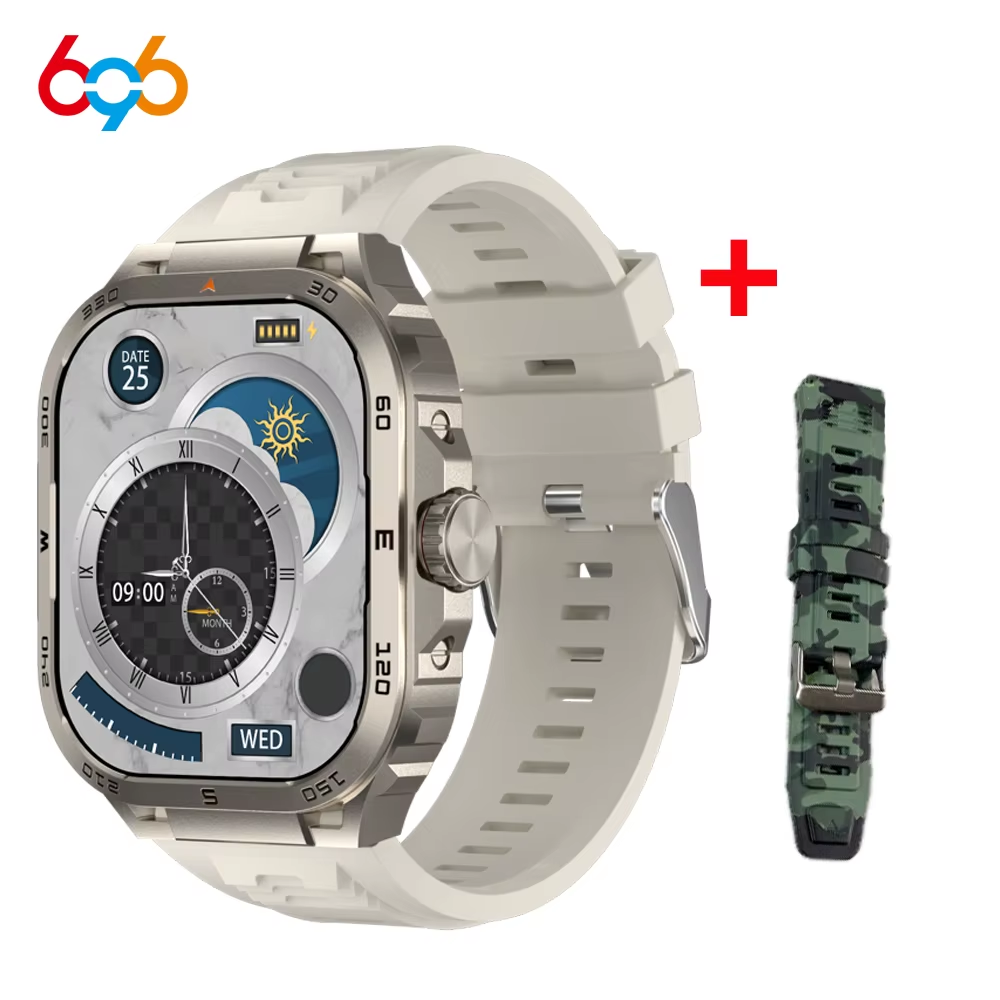 Fashion 2.1" Outdoor Sports Fitness Men Heart Rate Health Smart Watches Compass Blue Tooth Call NFC Music Waterproof Smartwatch