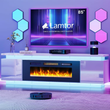 Fireplace Tv-Stand with 40" Fireplace - 2 LED Light Tv-Stand for 85 Inch Tvs - Entertainment Center with 4 AC Power Outlets