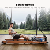 Foldable Water Rowing Machine for Home Use with 400LBS Capacity Blue Monitor and Comfortable Seat Free App for Immersive Workou