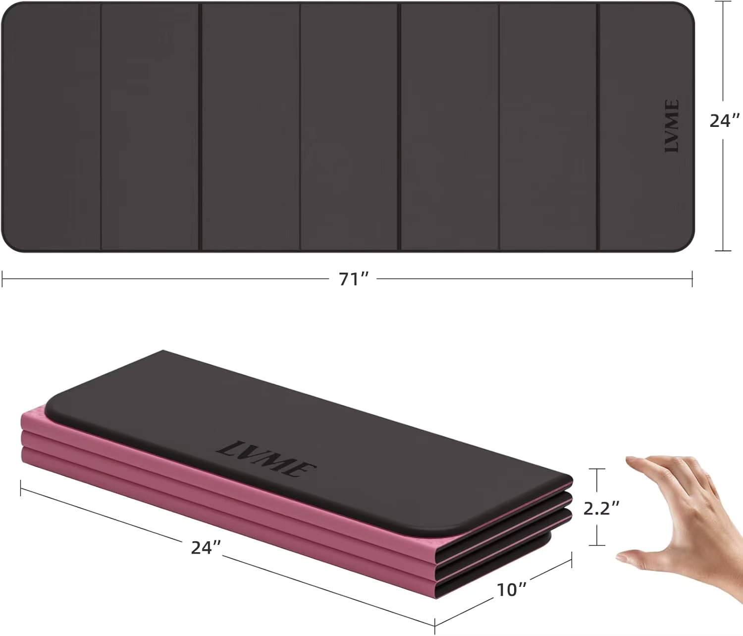 Foldable Yoga Mat 8Mm Thick, Non-Slip TPE Material, SGS Certified for Travel Pilates Camping