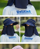 Women Outdoor Riding Anti-UV Sun Hat Foldable Big Brim Hats Neck Face Protection Detachable Mask Sunscreen Breathable Beach Caps