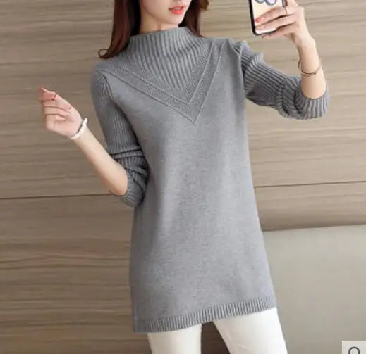 Spring Autumn Winter New Turtleneck Sweater Women's Jumper Medium Long Wool Knit Top Pullover Bottoming Sweaters Pulls Femmes