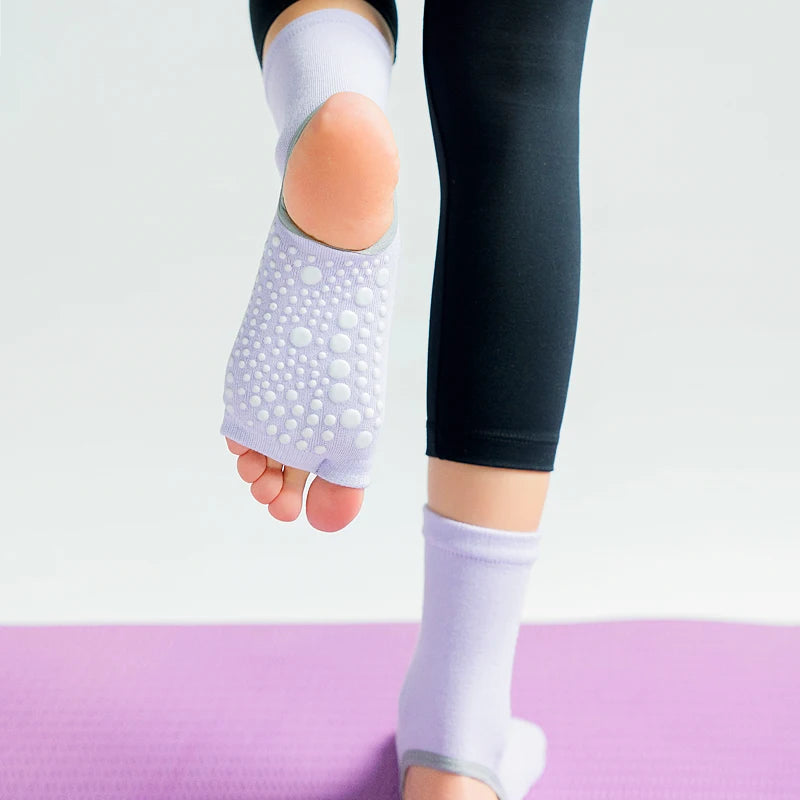 Hot Two Toe Yoga Socks Silicone Non Slip Quick-Dry Pilates Sock Foot Heel Cotton Ventilation Ballet Dance Sock for Women Fitnes
