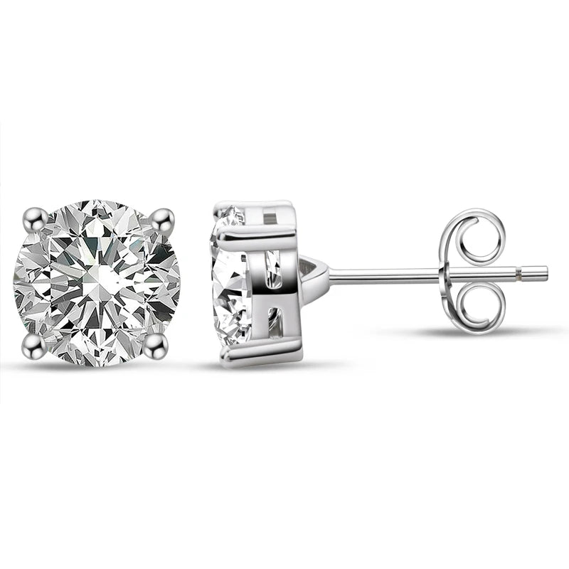IOGOU 3mm/4mm/5mm/6.5mm/8mm/9mm/10mm/11mm D VVS1 Moissanite Stud Earrings 925 Silver Four Claw Earrings For Women Fine Jewelry