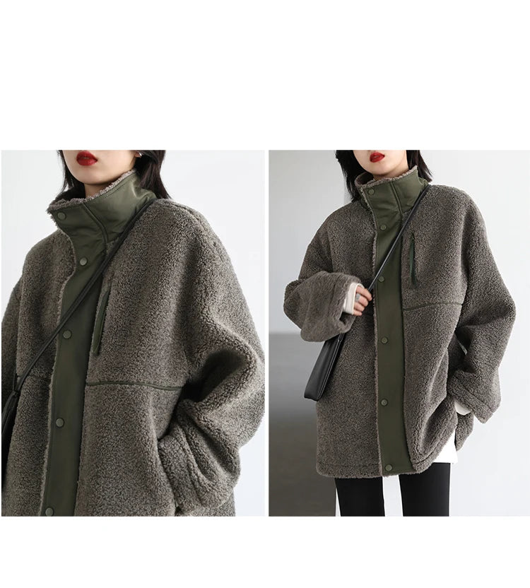 CHIC VEN Women Jacket Coat Thicken Warm Casual Lamb Faux Fur Woman Overcoat Loose Outerwear Female Tops Lady Autumn Winter 2025