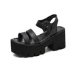 Gdgydh Black Platform Women Sandals Summer Female Shoes Woman Chunky Heel Fashion Buckle Causal Sandals Open Toe