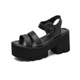 Gdgydh Black Platform Women Sandals Summer Female Shoes Woman Chunky Heel Fashion Buckle Causal Sandals Open Toe