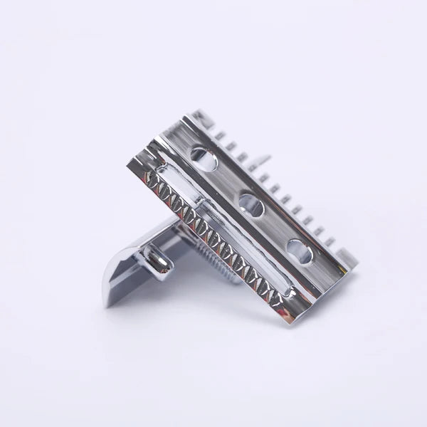 "The FLIPSIDE by YAQI" A Dual Comb Dual Aggression Level Mens Razor Head In Chrome