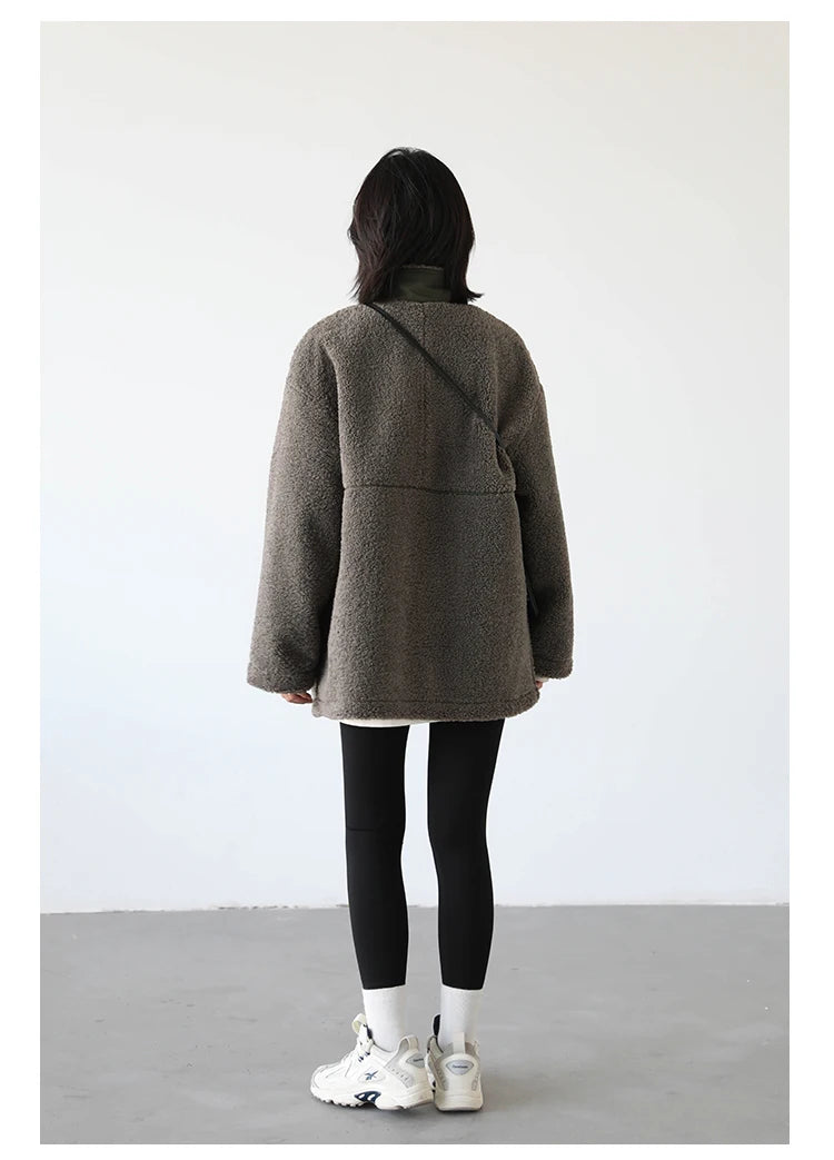 CHIC VEN Women Jacket Coat Thicken Warm Casual Lamb Faux Fur Woman Overcoat Loose Outerwear Female Tops Lady Autumn Winter 2025