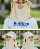 Women Outdoor Riding Anti-UV Sun Hat Foldable Big Brim Hats Neck Face Protection Detachable Mask Sunscreen Breathable Beach Caps