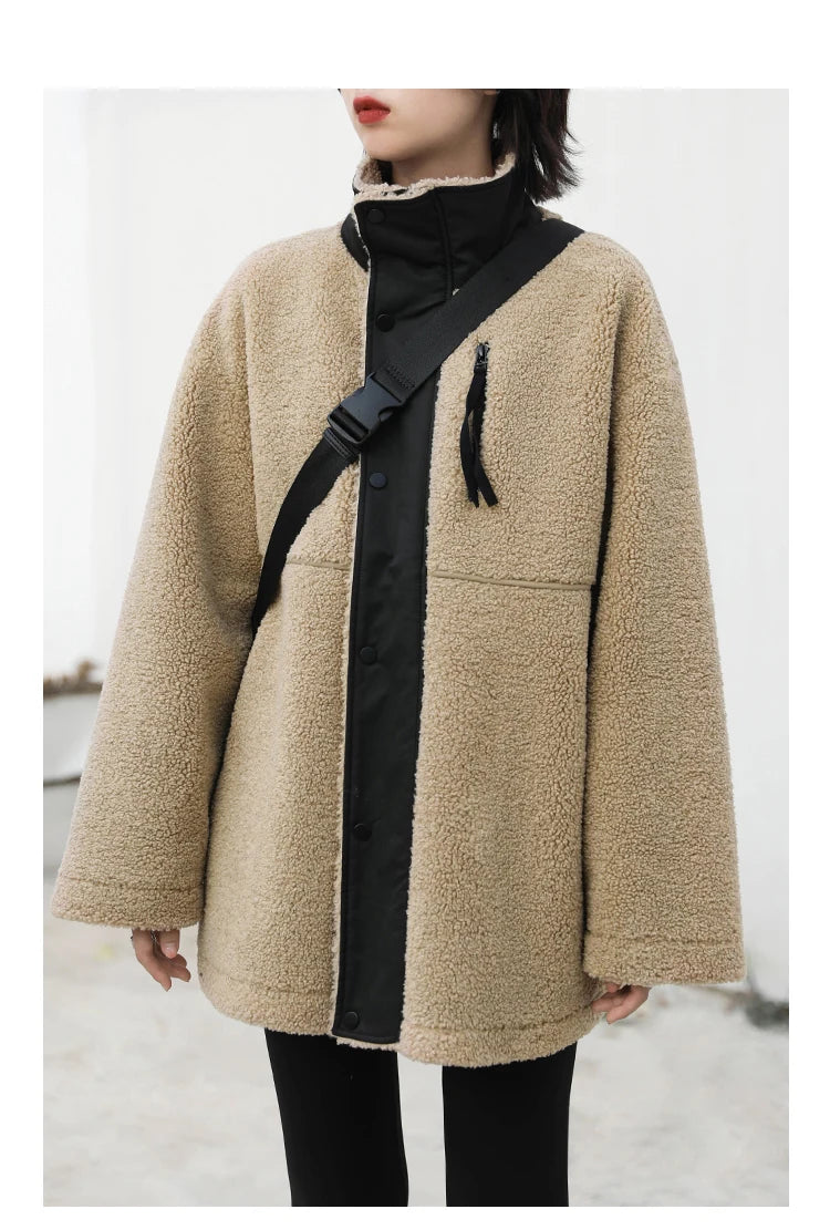 CHIC VEN Women Jacket Coat Thicken Warm Casual Lamb Faux Fur Woman Overcoat Loose Outerwear Female Tops Lady Autumn Winter 2025