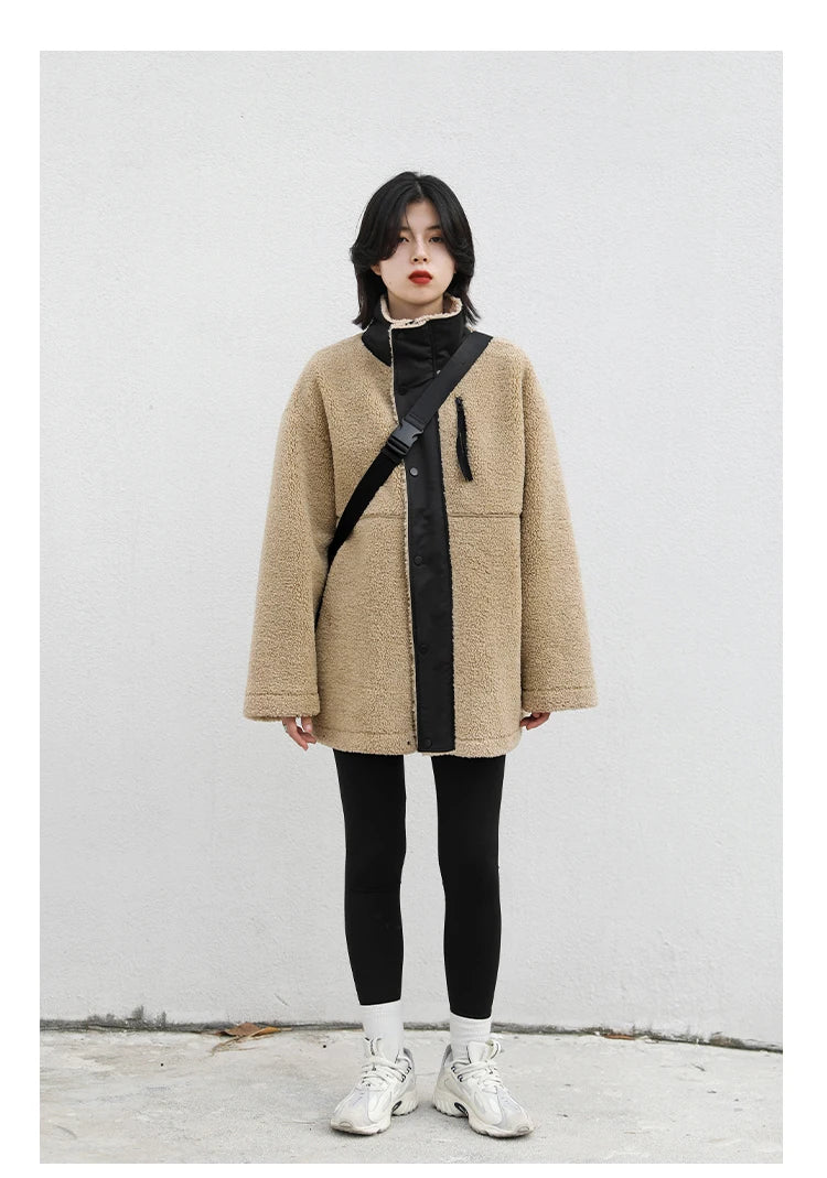 CHIC VEN Women Jacket Coat Thicken Warm Casual Lamb Faux Fur Woman Overcoat Loose Outerwear Female Tops Lady Autumn Winter 2025