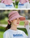 Women Outdoor Riding Anti-UV Sun Hat Foldable Big Brim Hats Neck Face Protection Detachable Mask Sunscreen Breathable Beach Caps