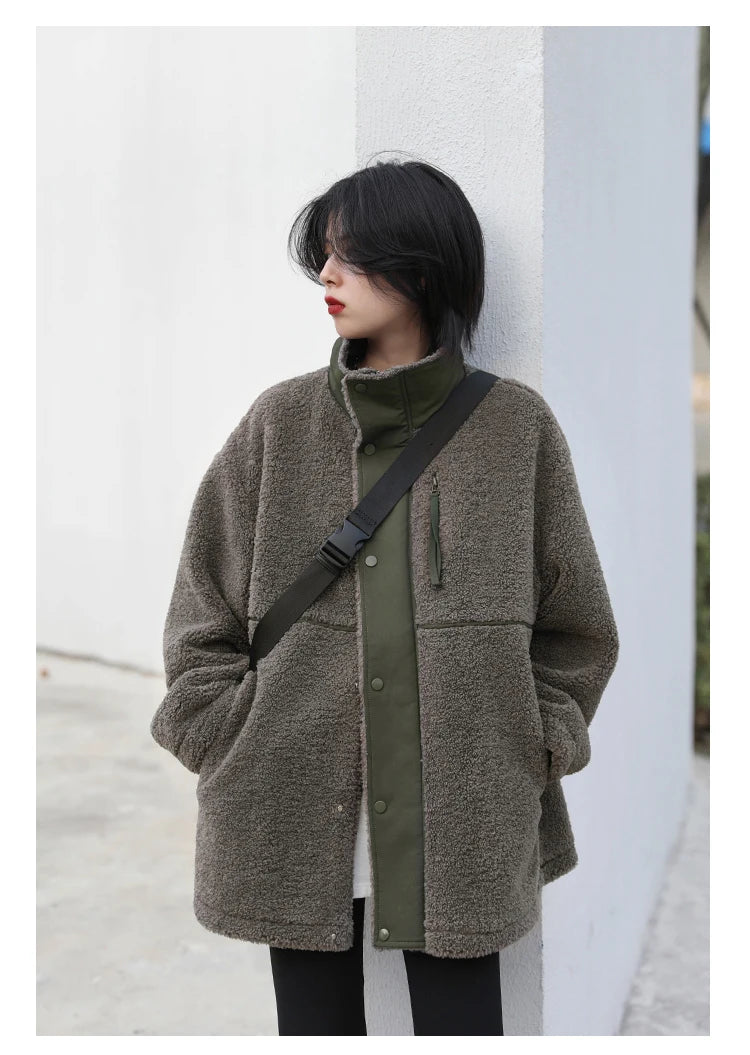 CHIC VEN Women Jacket Coat Thicken Warm Casual Lamb Faux Fur Woman Overcoat Loose Outerwear Female Tops Lady Autumn Winter 2025