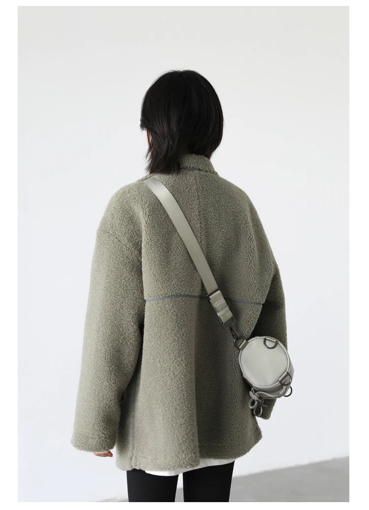 CHIC VEN Women Jacket Coat Thicken Warm Casual Lamb Faux Fur Woman Overcoat Loose Outerwear Female Tops Lady Autumn Winter 2025