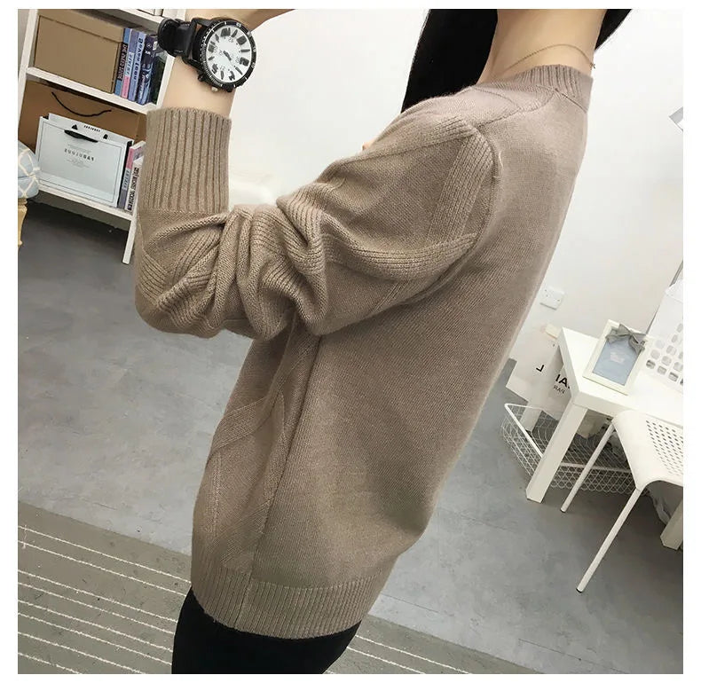 Fdfklak 2026 New Spring Autumn Sweater Women's Winter Pullover Loose Wool Bottoming Thick Sweaters Outer Wear Pull Femme S-3XL