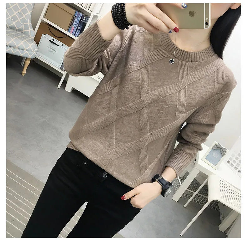 Fdfklak 2026 New Spring Autumn Sweater Women's Winter Pullover Loose Wool Bottoming Thick Sweaters Outer Wear Pull Femme S-3XL