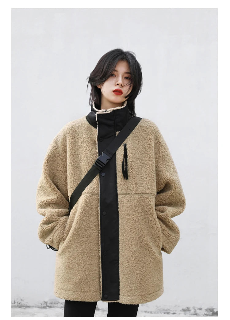 CHIC VEN Women Jacket Coat Thicken Warm Casual Lamb Faux Fur Woman Overcoat Loose Outerwear Female Tops Lady Autumn Winter 2025