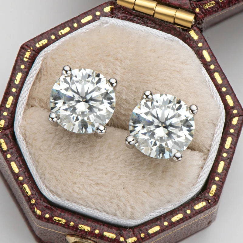 IOGOU 3mm/4mm/5mm/6.5mm/8mm/9mm/10mm/11mm D VVS1 Moissanite Stud Earrings 925 Silver Four Claw Earrings For Women Fine Jewelry