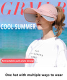 Women's Sun Hat Cycling Breathable Visor Caps Female Scalable Brim Empty Top Baseball Cap Wide Brim Cap UV Protection Beach Hats