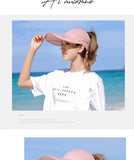 Women's Sun Hat Cycling Breathable Visor Caps Female Scalable Brim Empty Top Baseball Cap Wide Brim Cap UV Protection Beach Hats