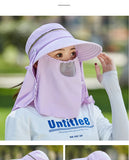 Women Outdoor Riding Anti-UV Sun Hat Foldable Big Brim Hats Neck Face Protection Detachable Mask Sunscreen Breathable Beach Caps