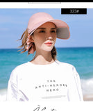 Women's Sun Hat Cycling Breathable Visor Caps Female Scalable Brim Empty Top Baseball Cap Wide Brim Cap UV Protection Beach Hats