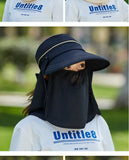 Women Outdoor Riding Anti-UV Sun Hat Foldable Big Brim Hats Neck Face Protection Detachable Mask Sunscreen Breathable Beach Caps