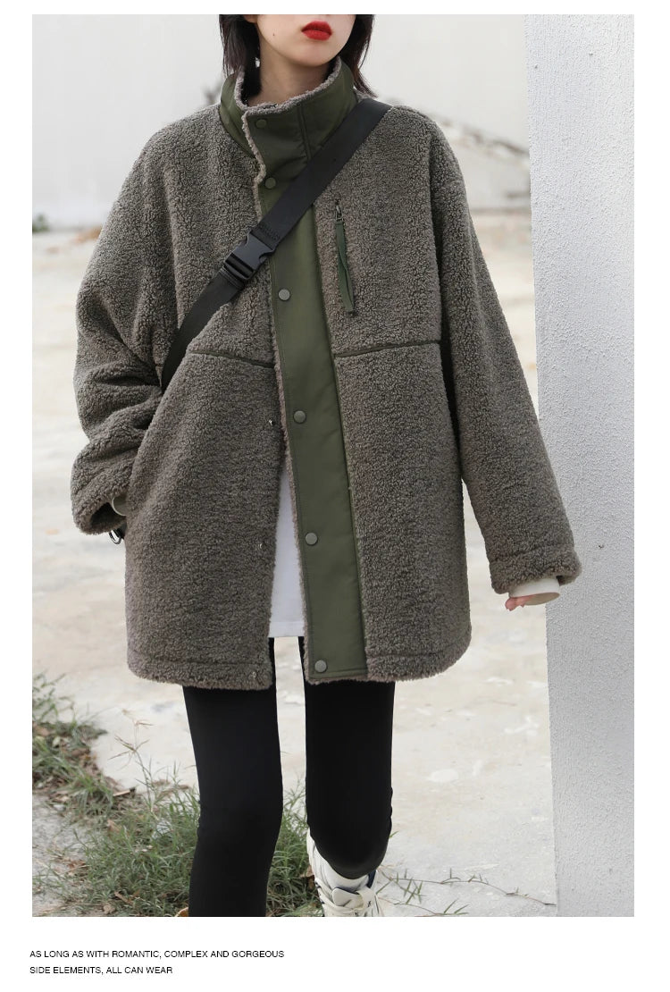 CHIC VEN Women Jacket Coat Thicken Warm Casual Lamb Faux Fur Woman Overcoat Loose Outerwear Female Tops Lady Autumn Winter 2025