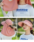 Women Outdoor Riding Anti-UV Sun Hat Foldable Big Brim Hats Neck Face Protection Detachable Mask Sunscreen Breathable Beach Caps
