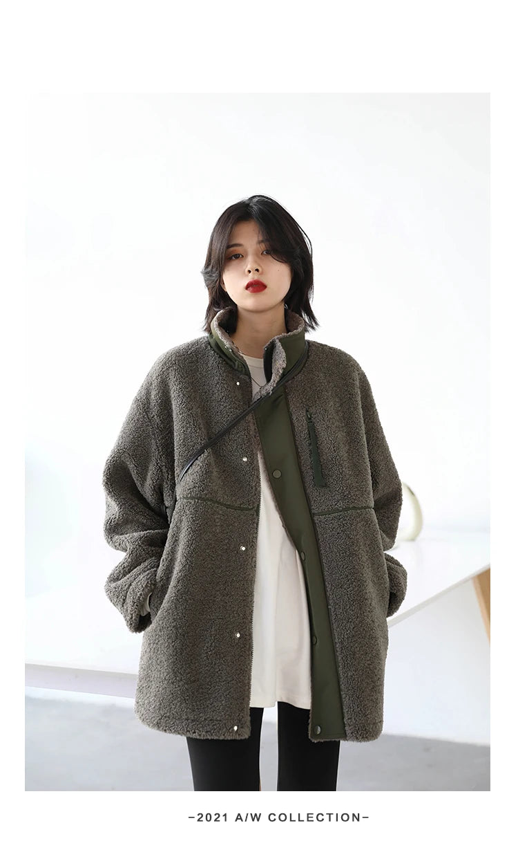 CHIC VEN Women Jacket Coat Thicken Warm Casual Lamb Faux Fur Woman Overcoat Loose Outerwear Female Tops Lady Autumn Winter 2025