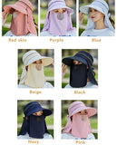 Women Outdoor Riding Anti-UV Sun Hat Foldable Big Brim Hats Neck Face Protection Detachable Mask Sunscreen Breathable Beach Caps