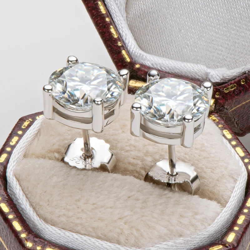 IOGOU 3mm/4mm/5mm/6.5mm/8mm/9mm/10mm/11mm D VVS1 Moissanite Stud Earrings 925 Silver Four Claw Earrings For Women Fine Jewelry