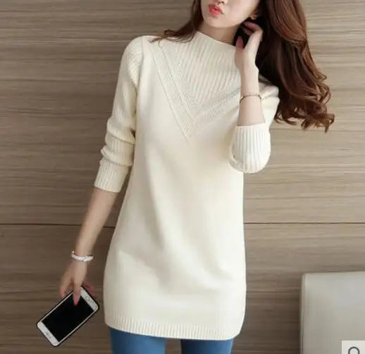 Spring Autumn Winter New Turtleneck Sweater Women's Jumper Medium Long Wool Knit Top Pullover Bottoming Sweaters Pulls Femmes