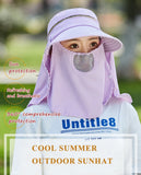 Women Outdoor Riding Anti-UV Sun Hat Foldable Big Brim Hats Neck Face Protection Detachable Mask Sunscreen Breathable Beach Caps