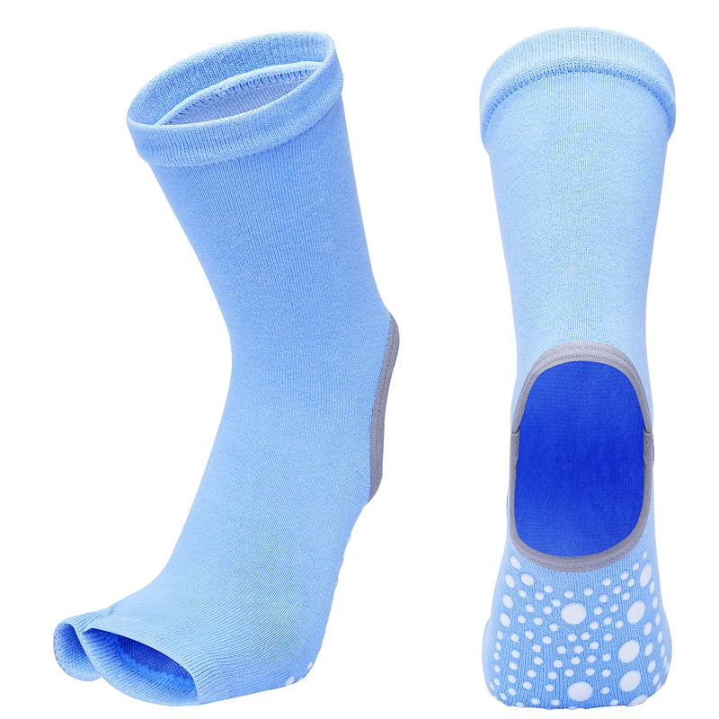 Hot Two Toe Yoga Socks Silicone Non Slip Quick-Dry Pilates Sock Foot Heel Cotton Ventilation Ballet Dance Sock for Women Fitnes