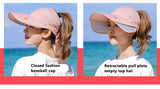 Women's Sun Hat Cycling Breathable Visor Caps Female Scalable Brim Empty Top Baseball Cap Wide Brim Cap UV Protection Beach Hats