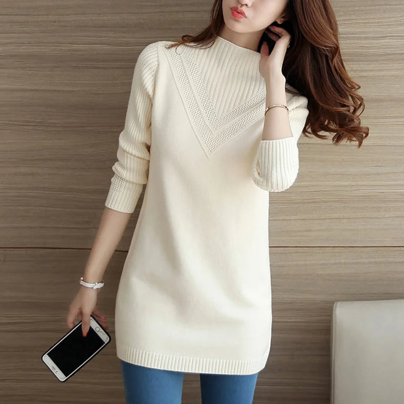 Spring Autumn Winter New Turtleneck Sweater Women's Jumper Medium Long Wool Knit Top Pullover Bottoming Sweaters Pulls Femmes