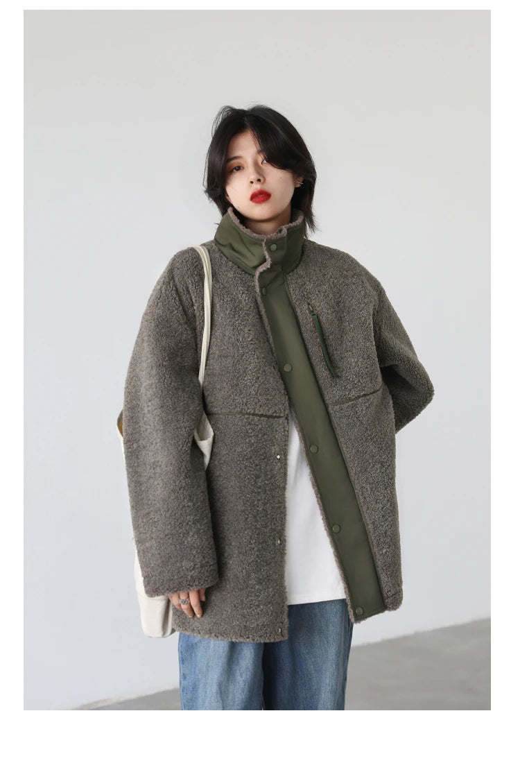 CHIC VEN Women Jacket Coat Thicken Warm Casual Lamb Faux Fur Woman Overcoat Loose Outerwear Female Tops Lady Autumn Winter 2025