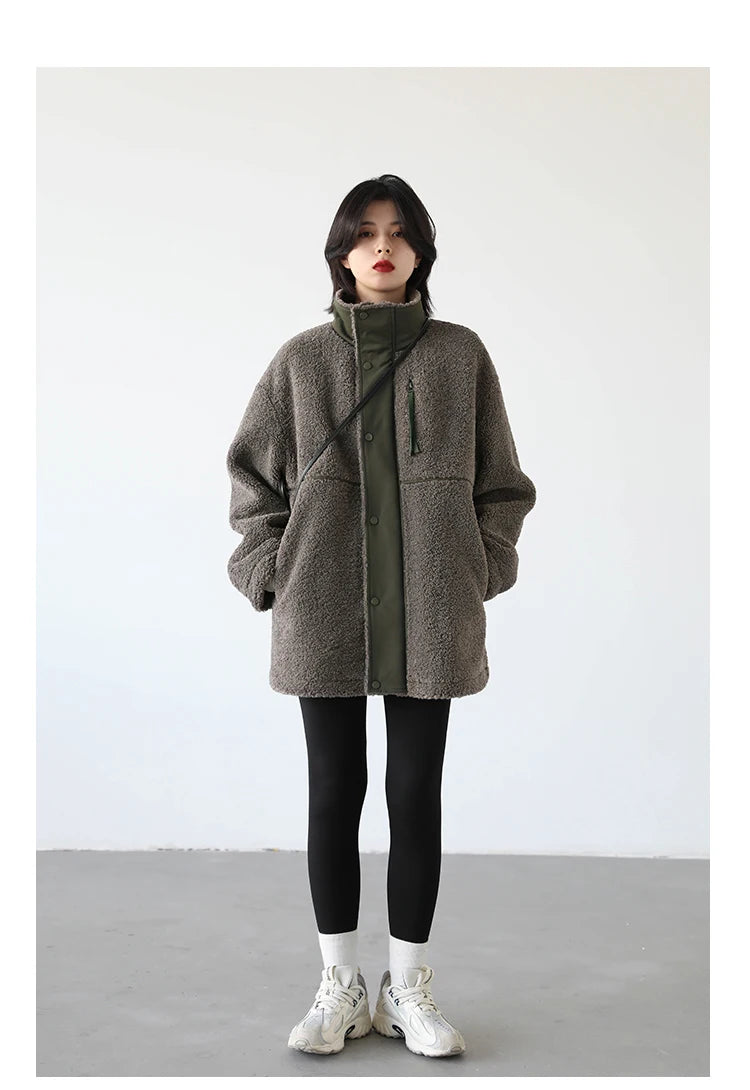 CHIC VEN Women Jacket Coat Thicken Warm Casual Lamb Faux Fur Woman Overcoat Loose Outerwear Female Tops Lady Autumn Winter 2025
