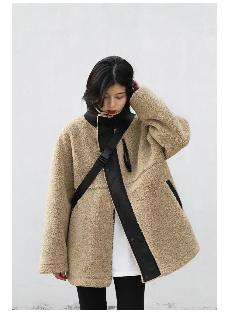 CHIC VEN Women Jacket Coat Thicken Warm Casual Lamb Faux Fur Woman Overcoat Loose Outerwear Female Tops Lady Autumn Winter 2025