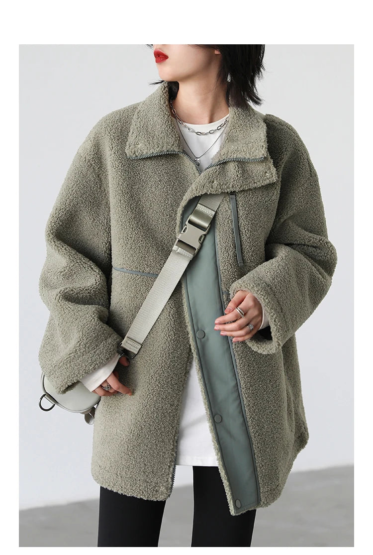 CHIC VEN Women Jacket Coat Thicken Warm Casual Lamb Faux Fur Woman Overcoat Loose Outerwear Female Tops Lady Autumn Winter 2025