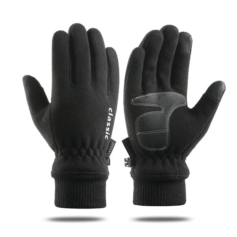 Men Women Winter Polar Fleece Silica Gel Non Slip Touch Screen Driving Mitten Plus Velvet Thick Warm Sport Cycling Glove F22