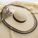 HT2504 Sun Hat Summer Anti-UV Lady Wide Brim Hat Women Solid Plain Floppy Summer Straw Hats for Women Female Mesh Brim Beach Hat