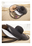 HT2504 Sun Hat Summer Anti-UV Lady Wide Brim Hat Women Solid Plain Floppy Summer Straw Hats for Women Female Mesh Brim Beach Hat
