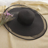 HT2504 Sun Hat Summer Anti-UV Lady Wide Brim Hat Women Solid Plain Floppy Summer Straw Hats for Women Female Mesh Brim Beach Hat
